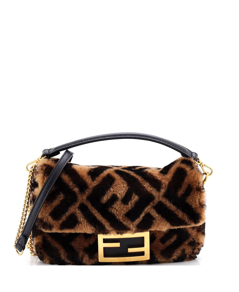 Мини-сумка Fendi Baguette NM Zucca Shearling Pre-Owned
