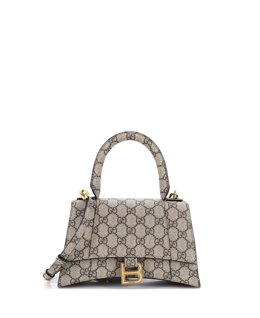 Gucci Small x Balenciaga The Hacker Project Hourglass сумка с ручкой GG Coated Canvas
