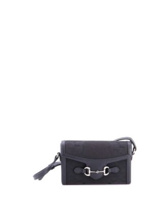 Pre-Owned Gucci Mini Horsebit 1955 Flap Crossbody Bag Jumbo GG Canvas