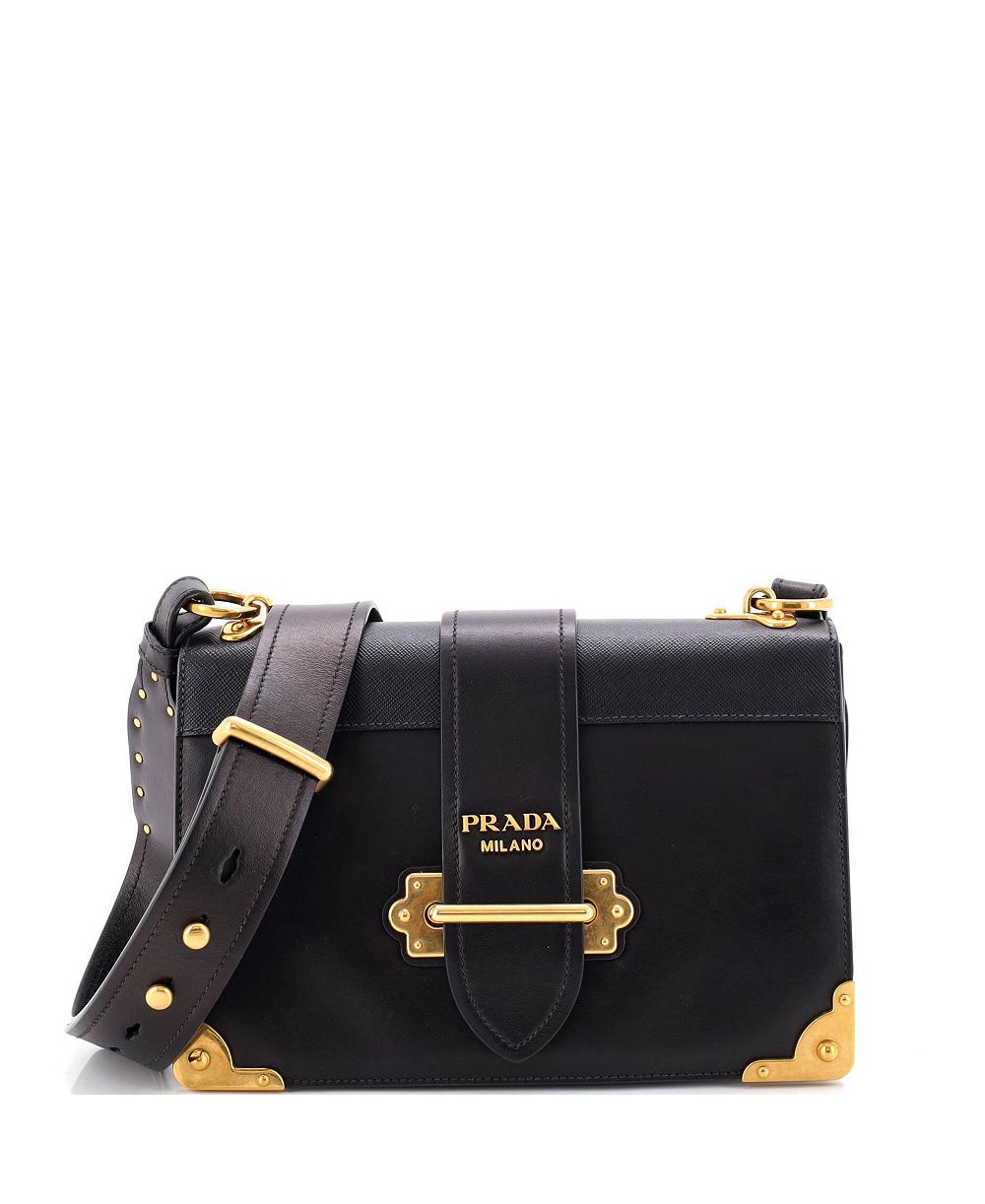 Pre-Owned Prada Large Cahier Crossbody Bag Leather and Saffiano Leather