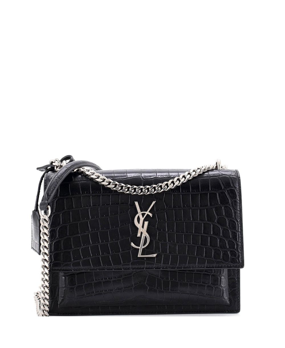 Pre-Owned Saint Laurent Medium Sunset Crossbody Bag Embossed Leather