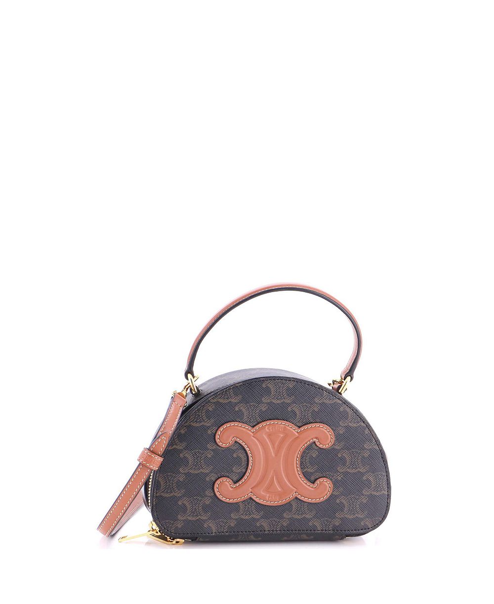 Сумка Pre-Owned Celine Half Moon Case Triomphe Coated Canvas с кожаными элементами