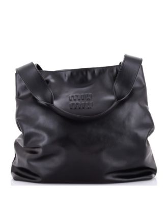 Pre-Owned Miu Miu Large Logo Embossed Tote Leather