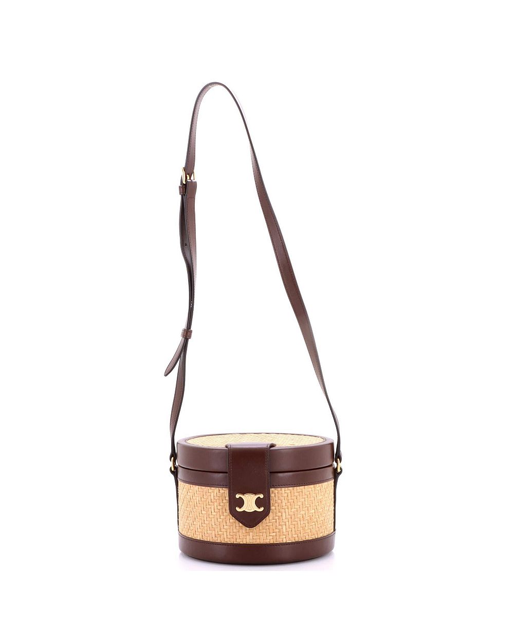 Сумка Celine Medium Tambour Triomphe Raffia and Leather б/у