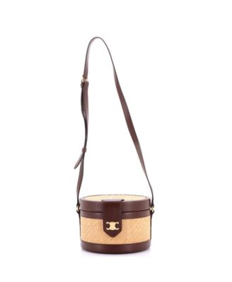 Сумка Celine Medium Tambour Triomphe Raffia and Leather б/у