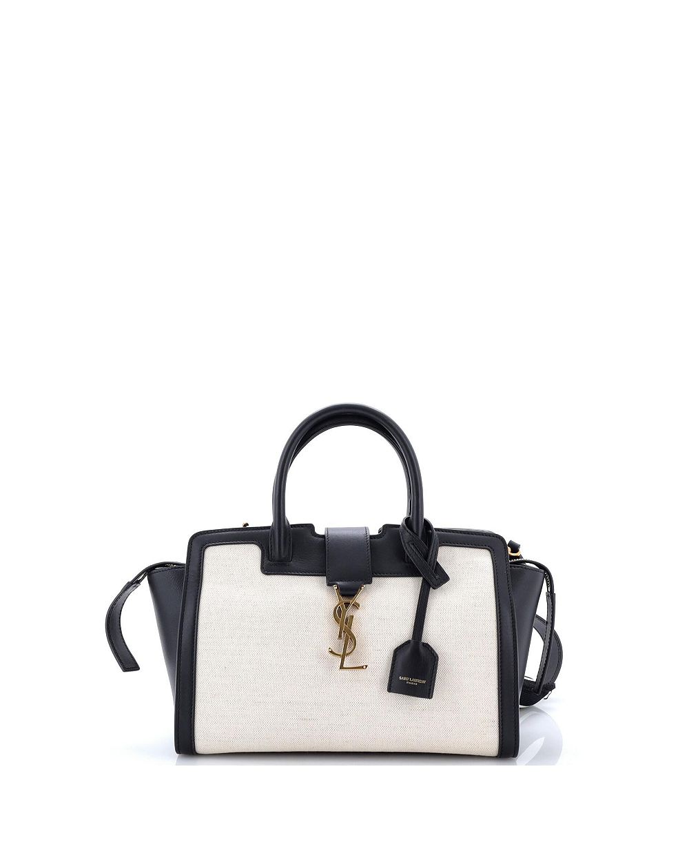 Pre-Owned Saint Laurent Baby Monogram Cabas Downtown Leather and Canvas
