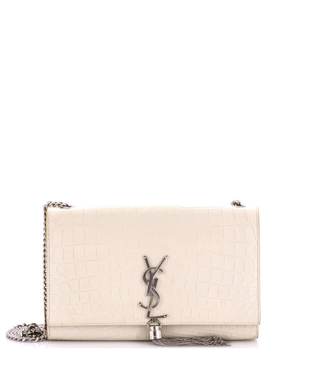 Pre-Owned Saint Laurent Medium Classic Monogram Tassel Crossbody Bag Embossed Leather