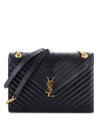 Pre-Owned Saint Laurent Большая сумка-конверт из кожи мателасе с классическим монограммным узором