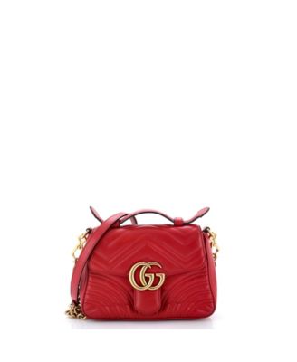 Pre-Owned Gucci Mini GG Marmont Top Handle Flap Bag Matelasse Leather