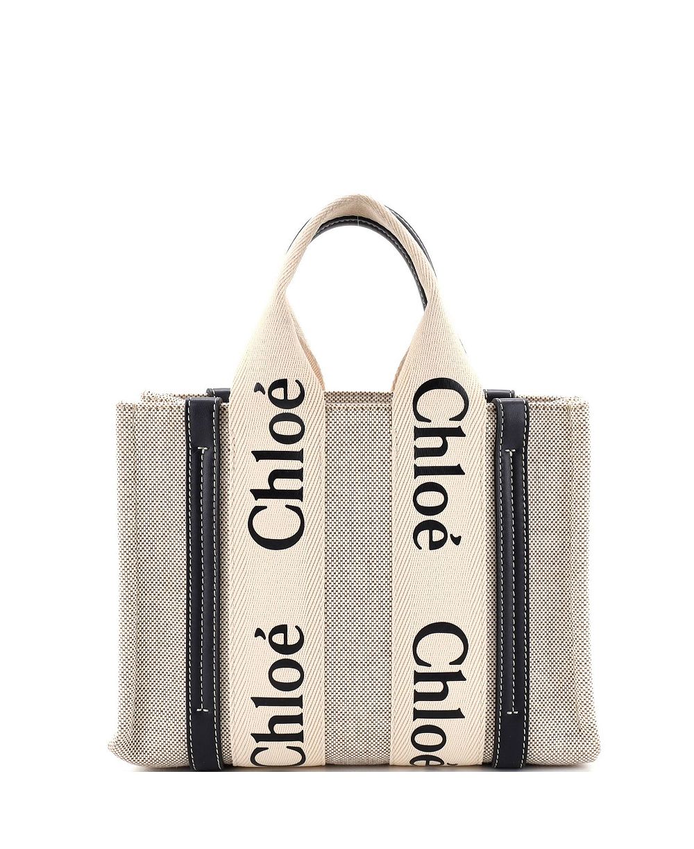Pre-Owned Chloe Small Woody Tote Canvas with Leather