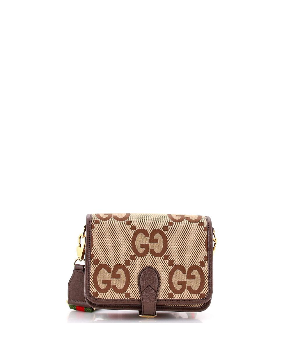 Pre-Owned Gucci Small Buckle Messenger Bag Jumbo GG Canvas