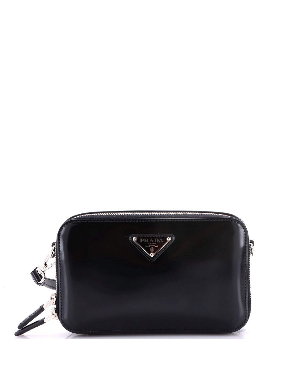 Pre-Owned Prada Zip Around Crossbody Bag Brushed Leather