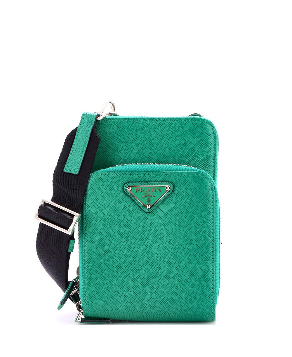 Pre-Owned Prada Front Pocket Phone Holder Crossbody Bag Saffiano Leather