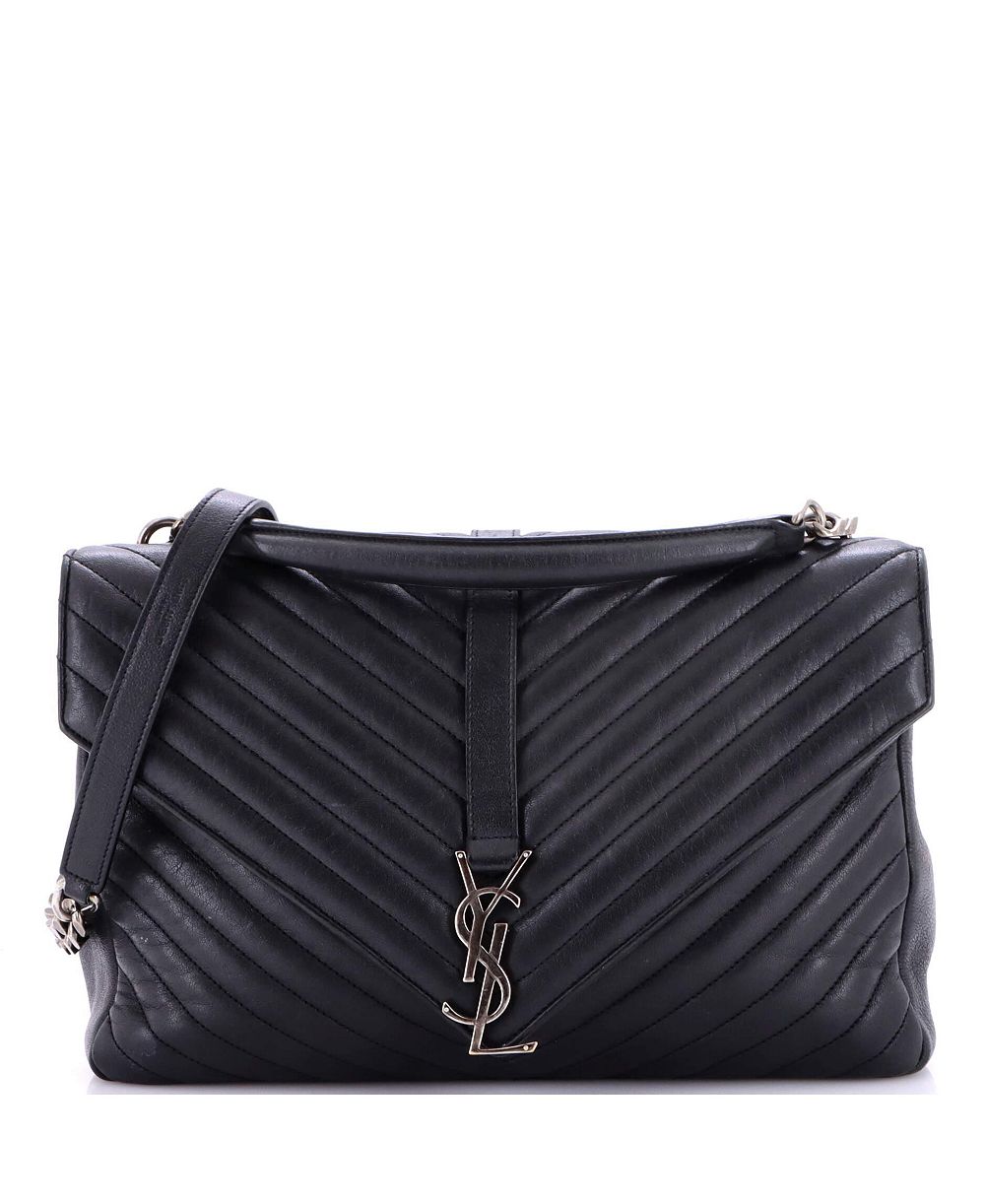 Pre-Owned Saint Laurent большая классическая сумка College с монограммой из кожи Matelasse Chevron