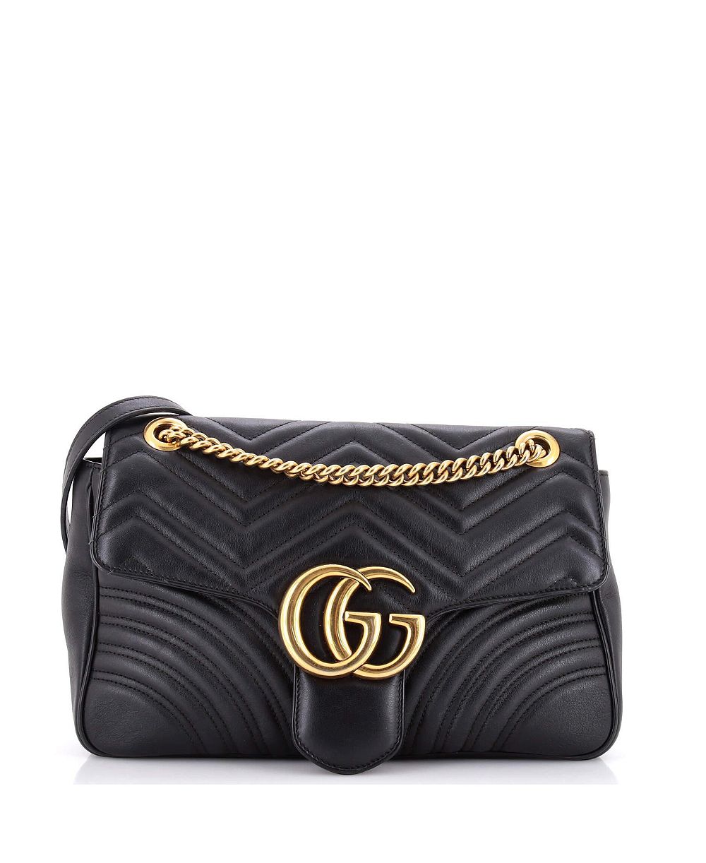 Pre-Owned Gucci Medium GG Marmont Flap Bag Matelasse Leather