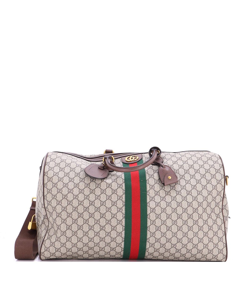 Pre-Owned Gucci Large Ophidia Carry On Duffle Bag GG Coated Canvas
