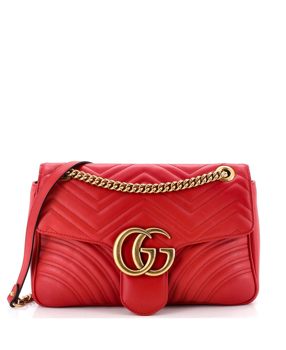 Pre-Owned Gucci Medium GG Marmont Flap Bag Matelasse Leather
