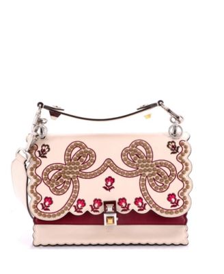 Pre-Owned Fendi Medium Kan I Bag Embroidered Studded Leather