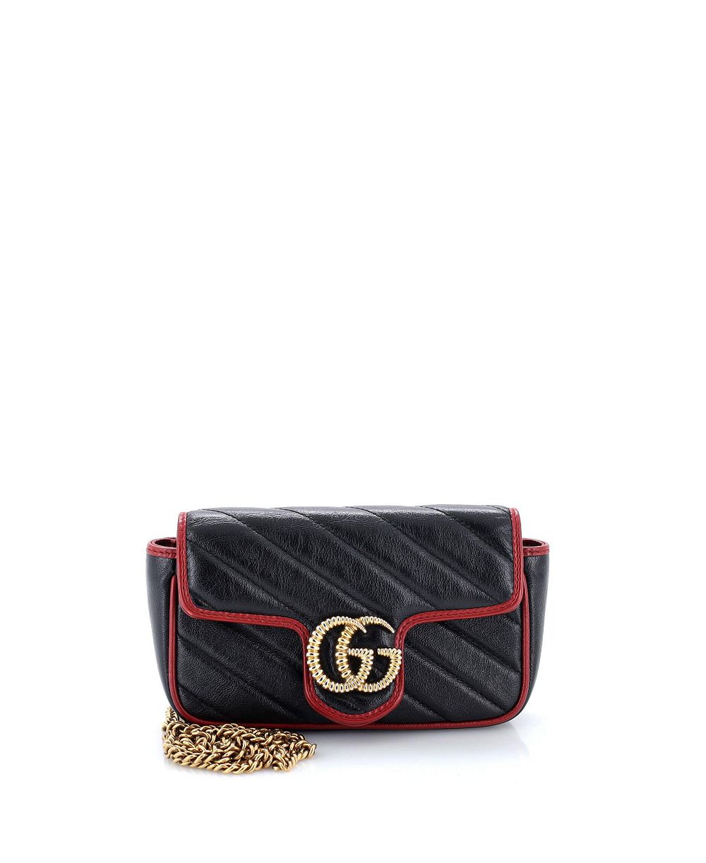 Pre-Owned Gucci Super Mini GG Marmont Flap Bag Diagonal Quilted Leather