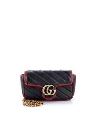 Pre-Owned Gucci Super Mini GG Marmont Flap Bag Diagonal Quilted Leather
