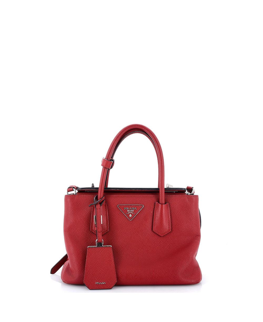 Pre-Owned Prada мини-сумка Turnlock Cuir Twin Tote, кожа Сафьяно