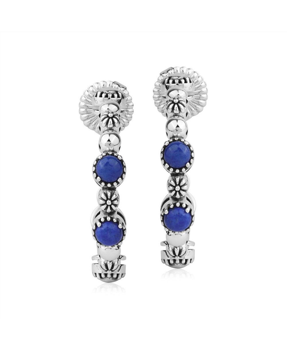 Серьги-кольца American West Jewelry Concha из стерлингового серебра с лазуритом, 1 Inch