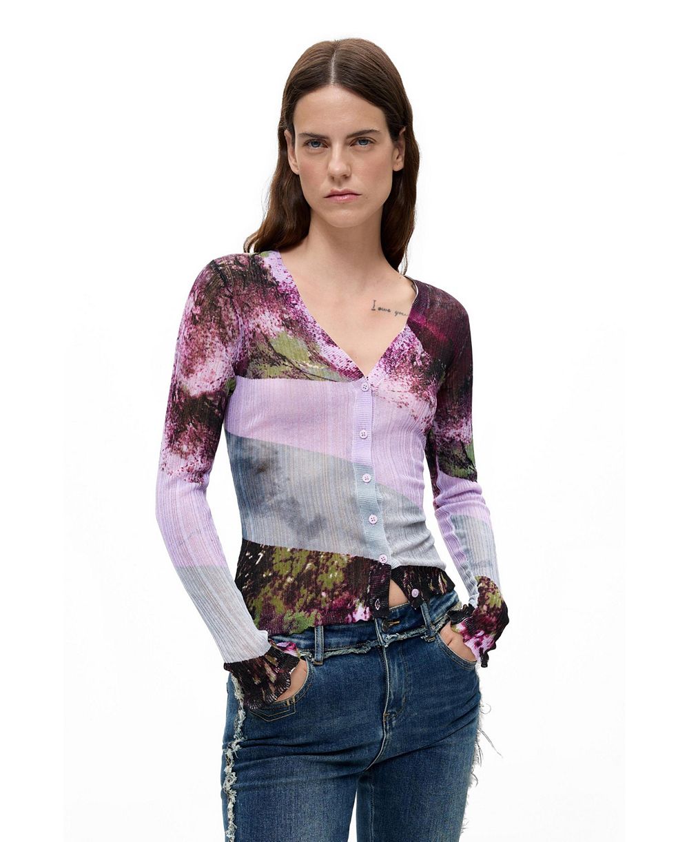 Desigual Women's Printed v-neck sweater