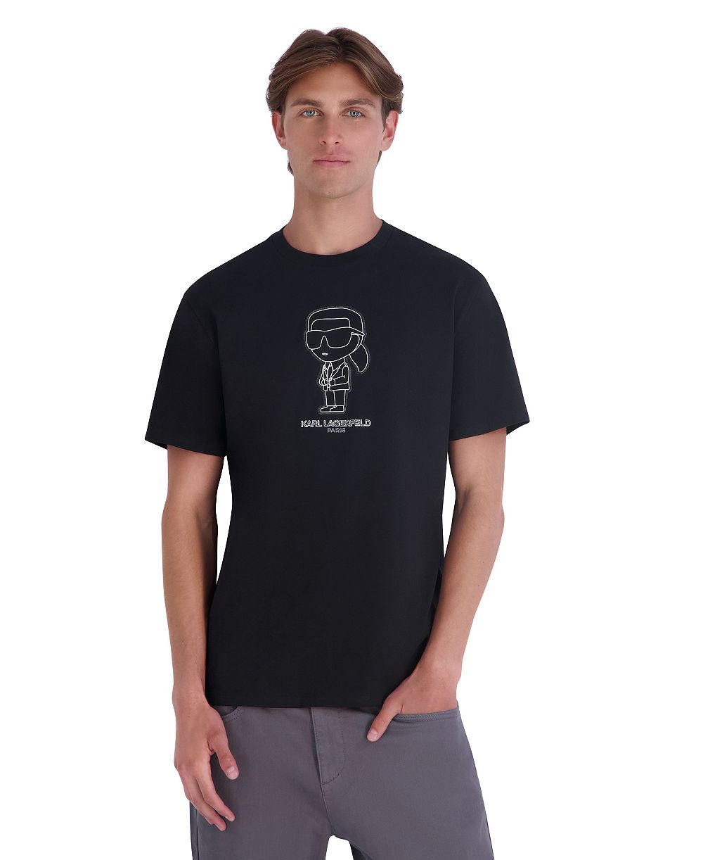 KARL LAGERFELD PARIS Men's Outlined Crewneck T-Shirt