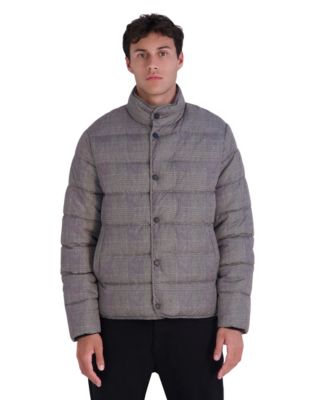 Karl Lagerfeld Paris Men's Plaid Lightweight Puffer Jacket