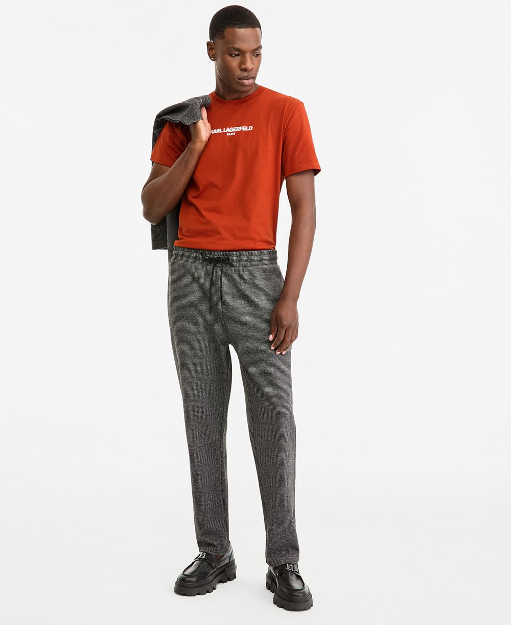 KARL LAGERFELD PARIS Men's Heathered Open Bottom Track Pant