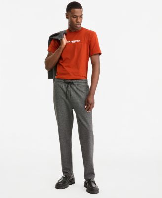 KARL LAGERFELD PARIS Men's Heathered Open Bottom Track Pant
