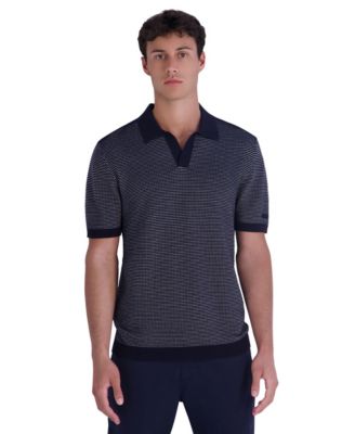 KARL LAGERFELD PARIS Men's Johnny Collar Textured Polo Sweater