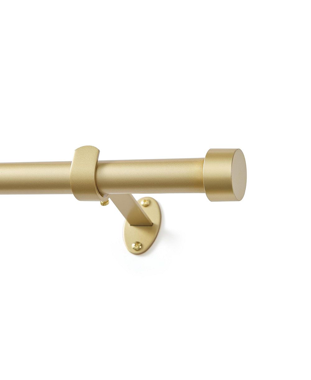 Threadmade Serena 1-Inch Adjustable Decorative Single Curtain Rod with End Cap Finials