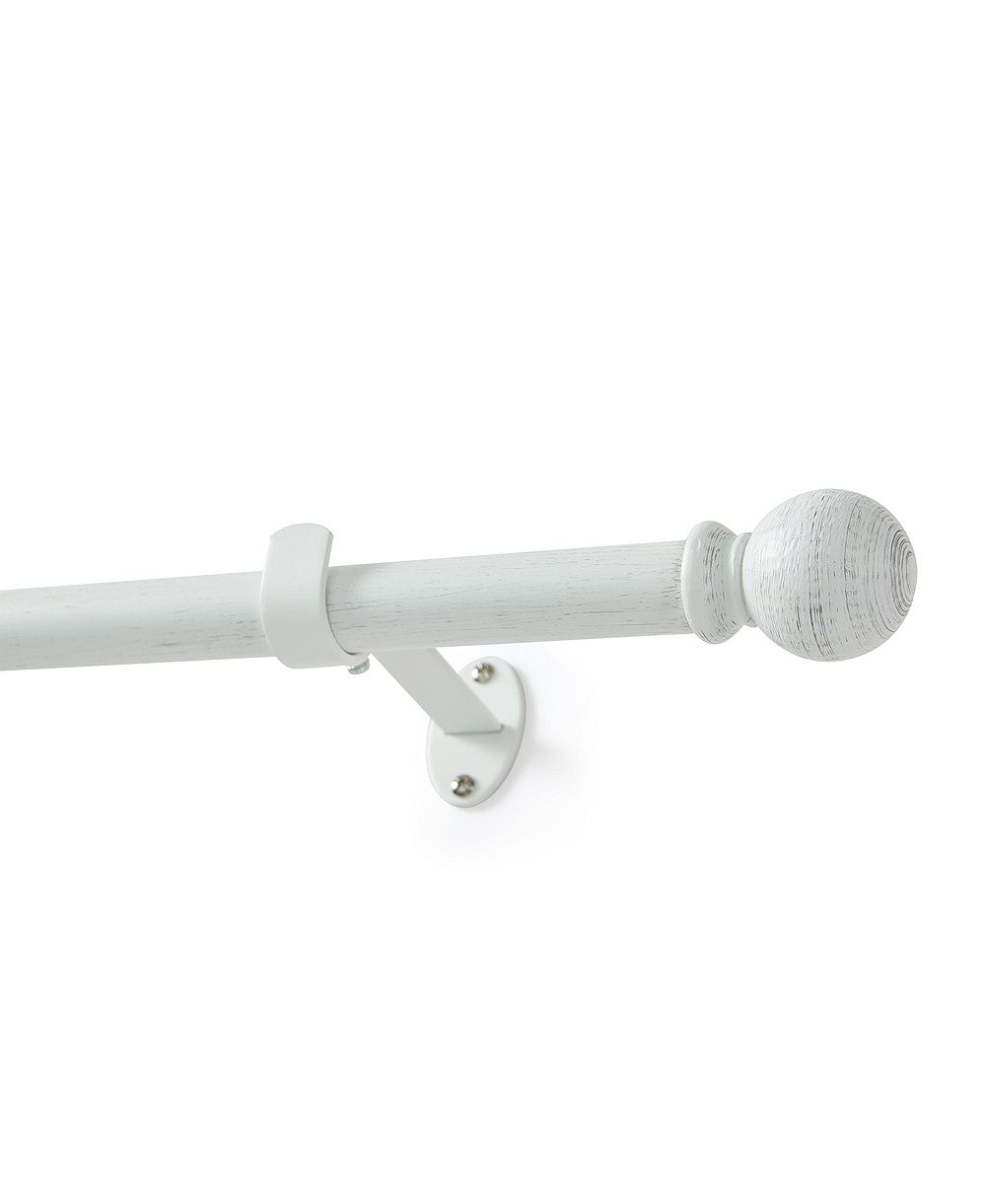 Threadmade Farmhouse Ball 3/4-Inch Adjustable Decorative Single Curtain Rod with Globe Ball Finials