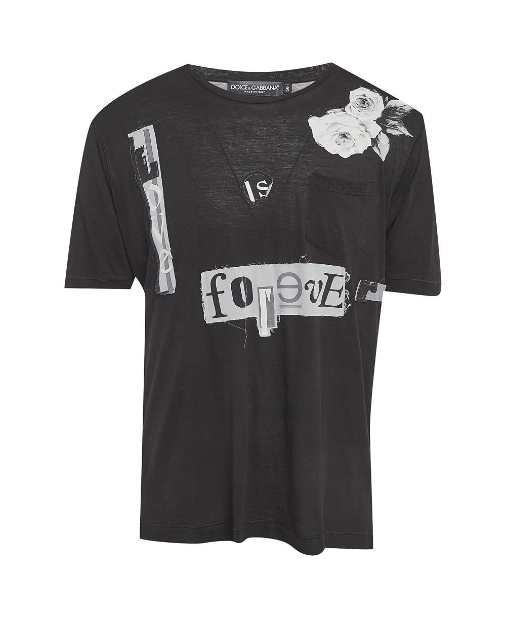 Pre-Owned Dolce & Gabbana Men's Jersey Patchwork T-Shirt