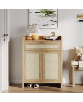 Шкаф для обуви Boho Rattan, отдельно стоящий органайзер в стиле бохо с ящиком