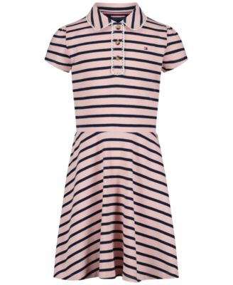 Детское платье Tommy Hilfiger Girls' 7-16 в полоску с воротником-поло