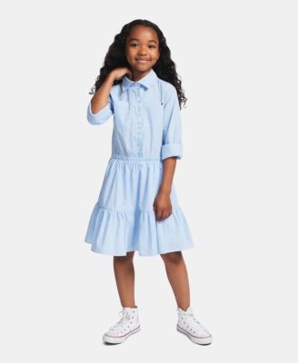 Tommy Hilfiger Girls' 7-16 Striped Long-Sleeve Shirt Dress