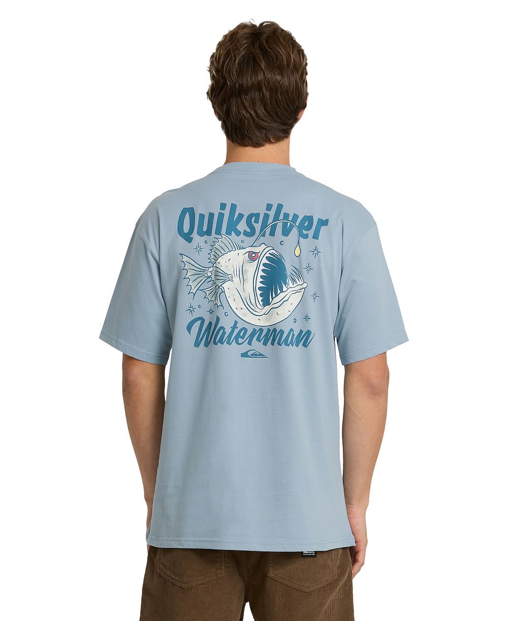 Quiksilver Waterman Мужская футболка с круглым вырезом и графическим принтом из хлопка, свободный крой