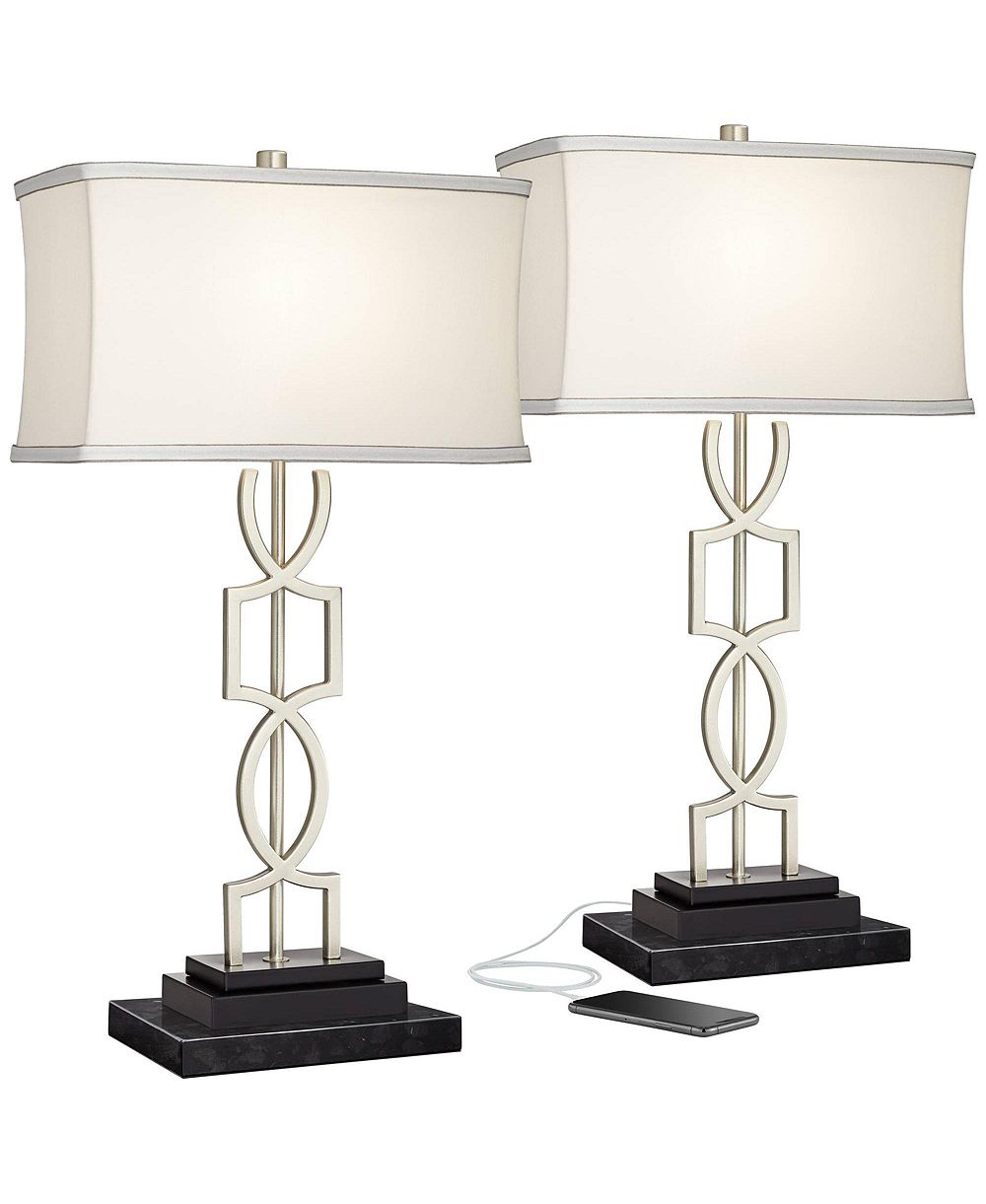 Набор настольных ламп 360 Lighting Evan Modern, 2 шт, с USB Charging Port, 28 1/2" Tall, Brushed Nickel