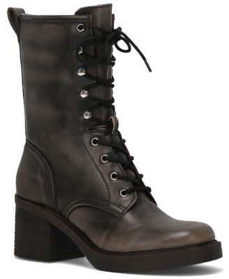 Frye and Co. Women's Fynn Block Heel Lace Up Combat Booties