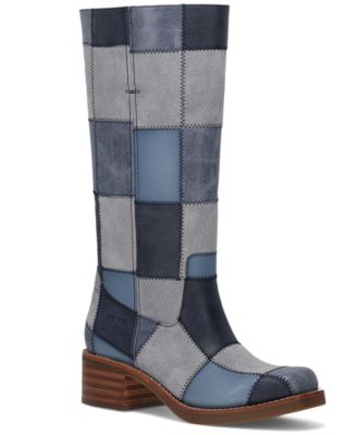 Frye and Co. Women's Miranda Patchwork Stacked Heel Tall Boots