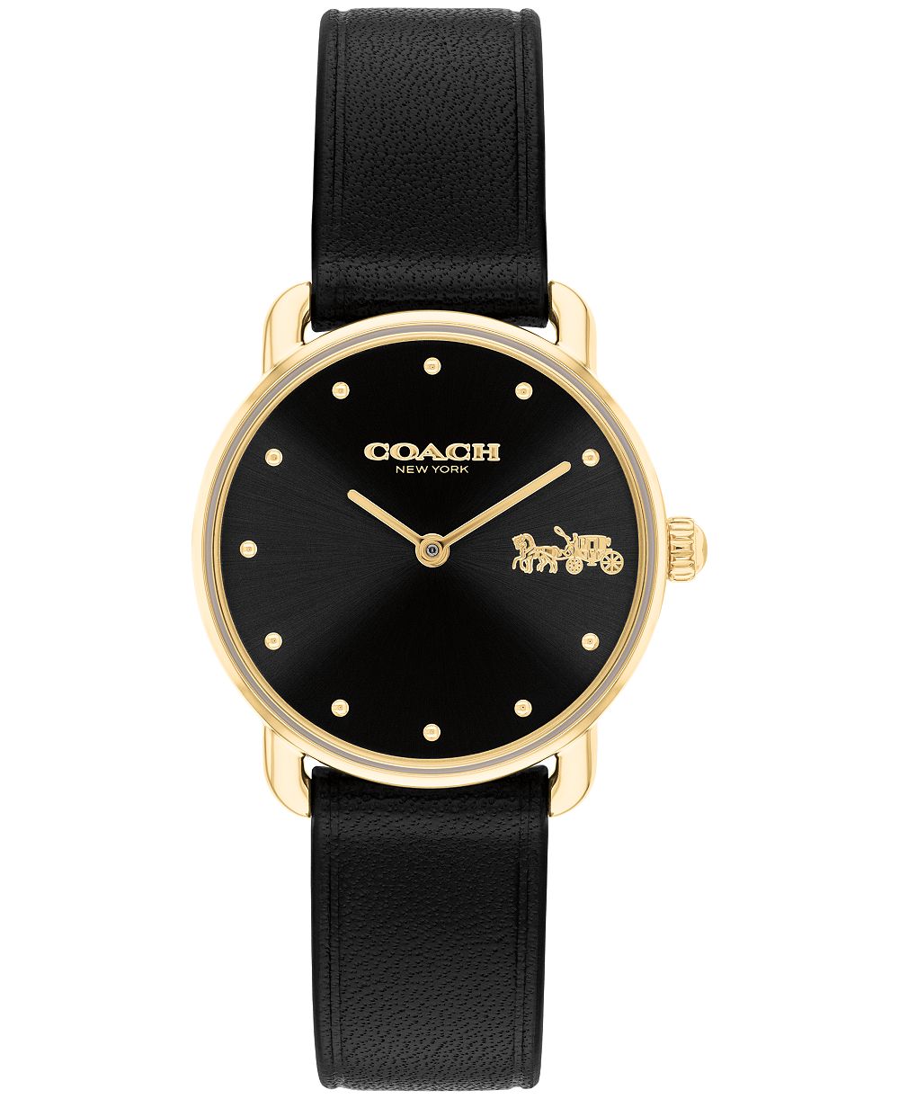 COACH Women's Elliot Black Leather Strap Watch 28mm