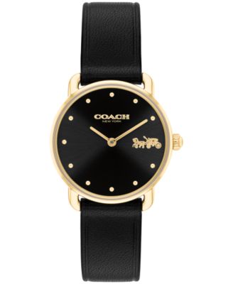 COACH часы женские Elliot, кожаный ремешок, 28mm, черные