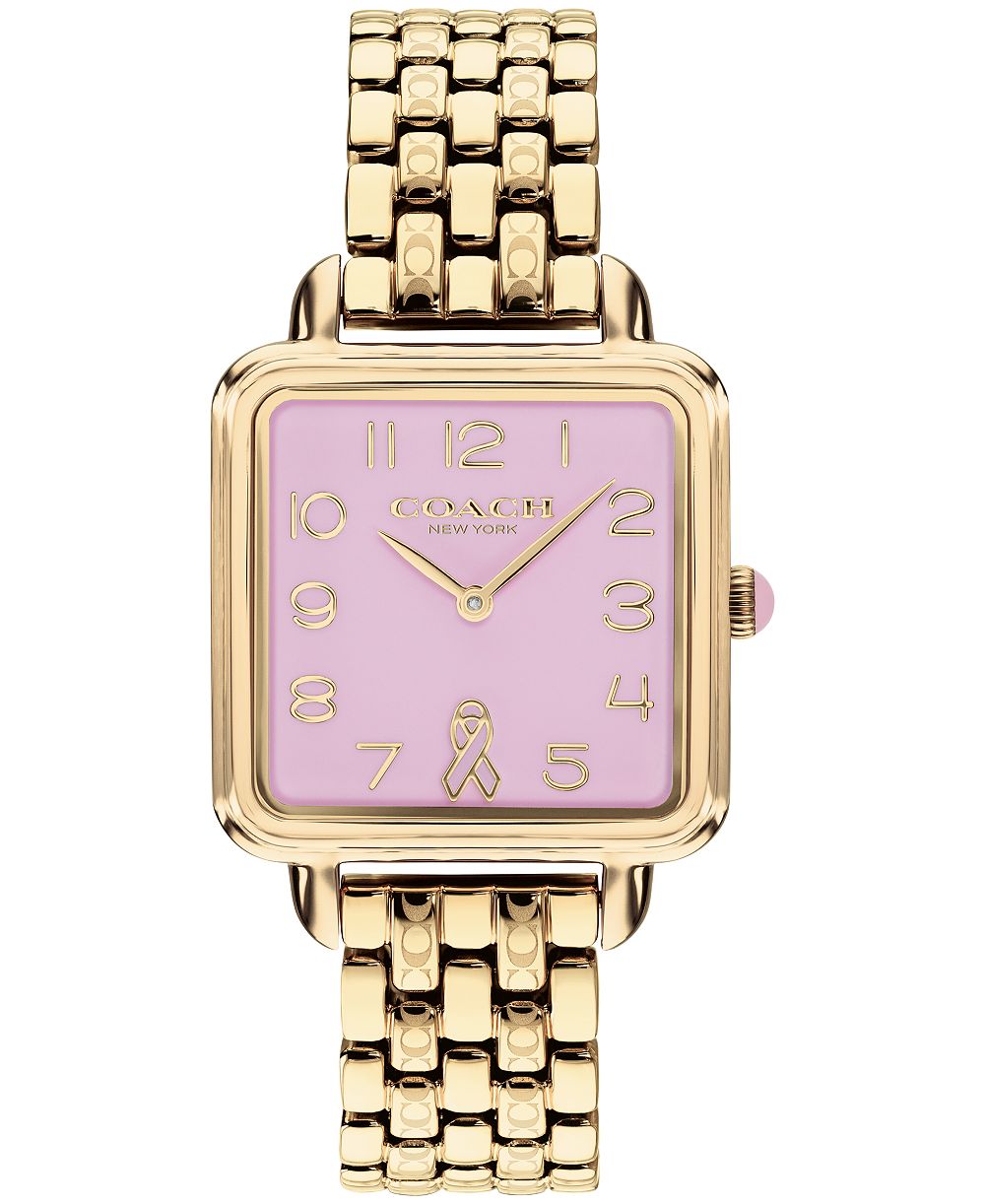 COACH Женские наручные часы в стиле Breast Cancer Awareness, золотистая нержавеющая сталь, 28mm