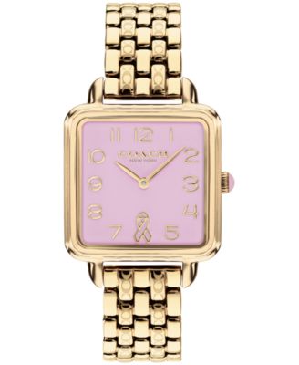 COACH Женские наручные часы в стиле Breast Cancer Awareness, золотистая нержавеющая сталь, 28mm