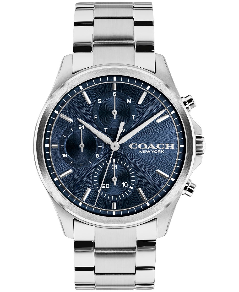 Мужские часы COACH Oliver Silver-Tone Stainless Steel Bracelet, 41mm