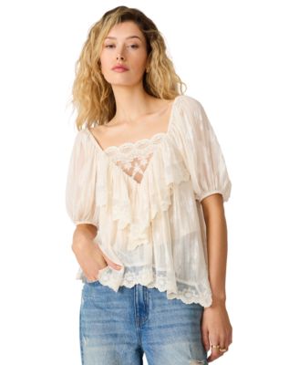 Steve Madden Women's Vickie V-Neck Half-Sleeve Top