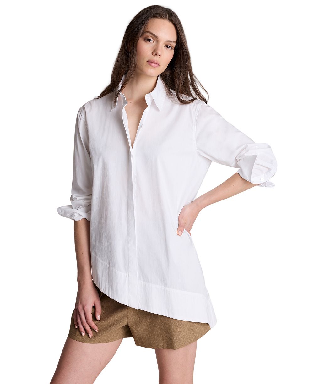 Kenneth Cole Женская Asymmetric-Hem Poplin Shirt