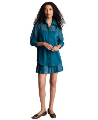 Kenneth Cole Women's Long-Sleeve Button-Front Shirt